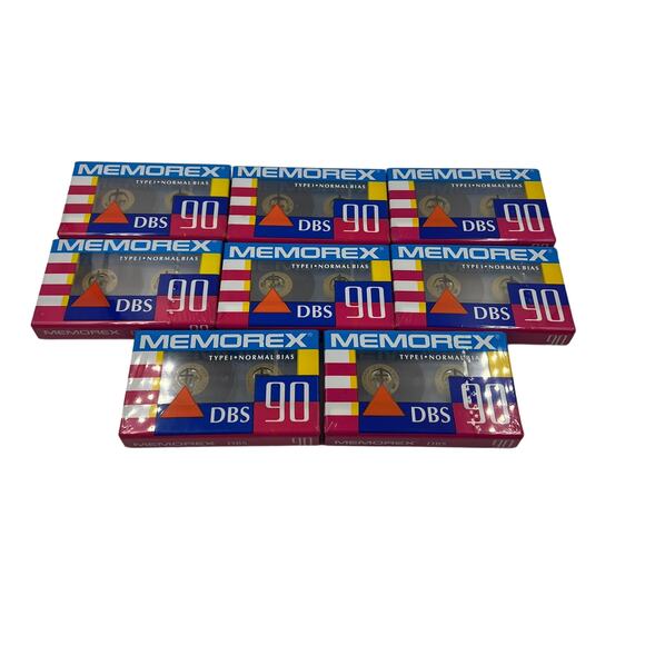 NOS Memorex DBS 90 Cassette Tapes SEALED Type 1 Normal Bias 8 Blank Tapes - Picture 1 of 9